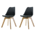 Essence Madera eetkamerstoel zwart - Houten onderstel - Set van 2