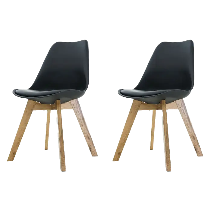 Essence Madera eetkamerstoel zwart - Houten onderstel - Set van 2