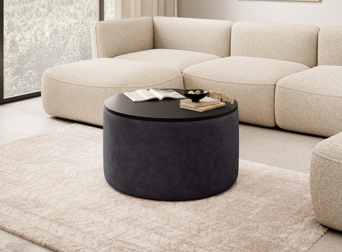 Meubella Salontafel Marcio - Zwart leer - 75 cm