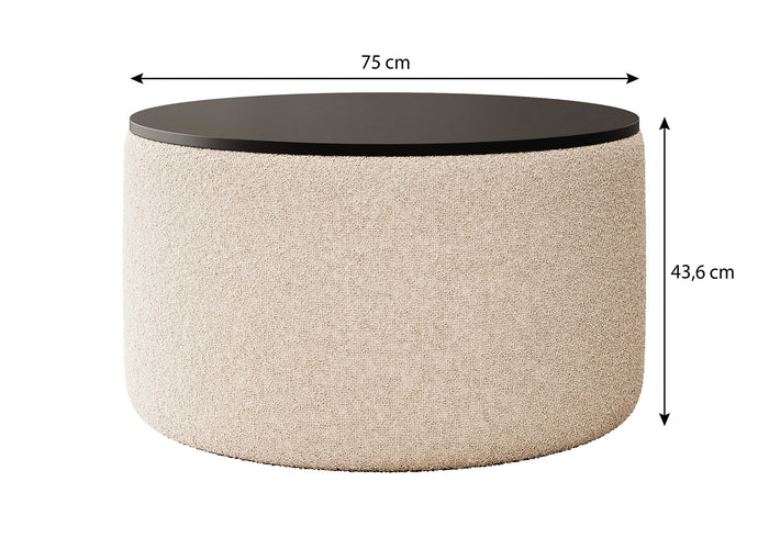 Meubella Salontafel Marcio - Zwart leer - 75 cm