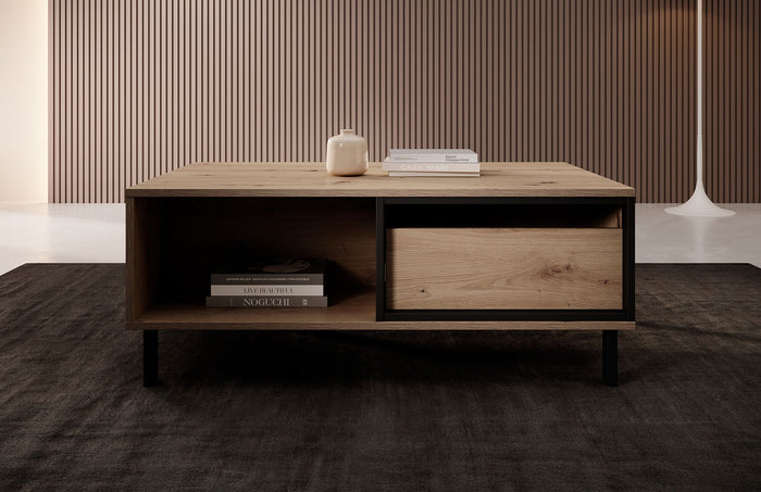 Meubella Salontafel Newby - Eiken - Antraciet - 102 cm