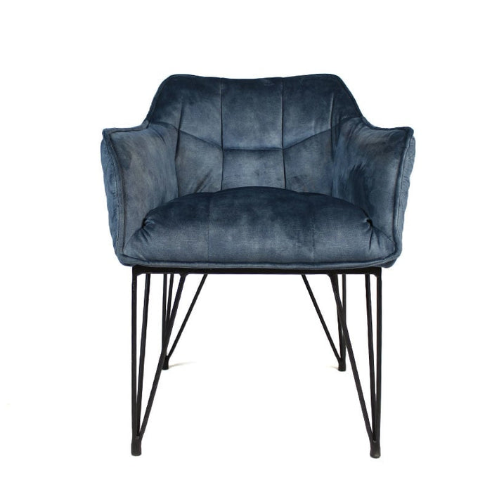 Bronx71 Velvet eetkamerstoel Jayron blauw