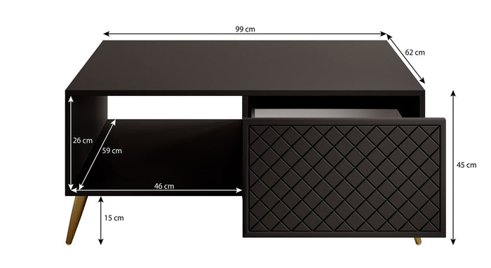 Meubella Salontafel Tadeo - Zwart - 99 cm