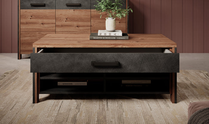 Meubella Salontafel Baron - Eiken - Antraciet - 107 cm