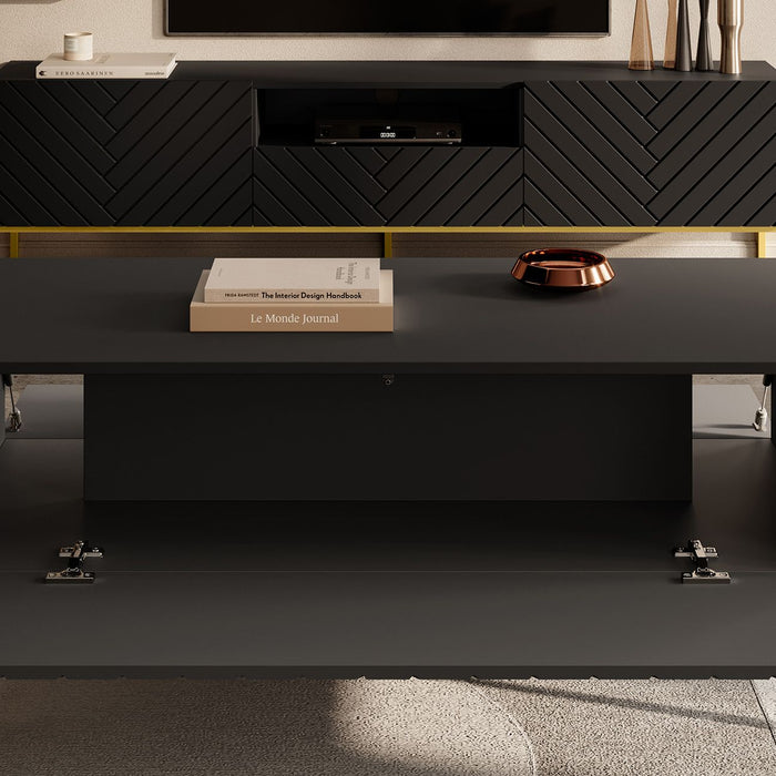 Meubella Salontafel Gallatin - Mat zwart - 120 cm