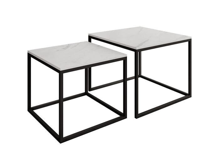 Meubella Salontafel Ventanas - Wit Marmerlook - Set van 2