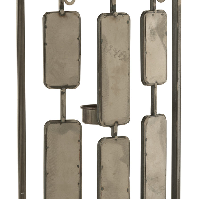 J-Line wanddecoratie Theelichthouder - metaal|glas - grijs - small