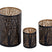 SVJ Windlicht - 14x14x20 cm - Metaal - Zwart - Set van 3