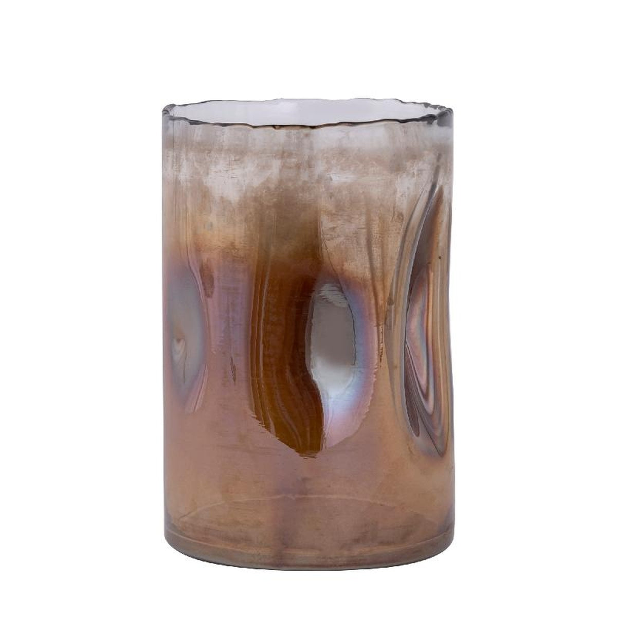 PTMD Windlicht Alyson - 15x15x24 cm - Glas - Bruin