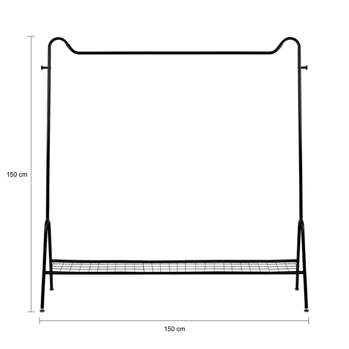 QUVIO Kledingrek met schoenen opbergruimte - Metaal - Zwart