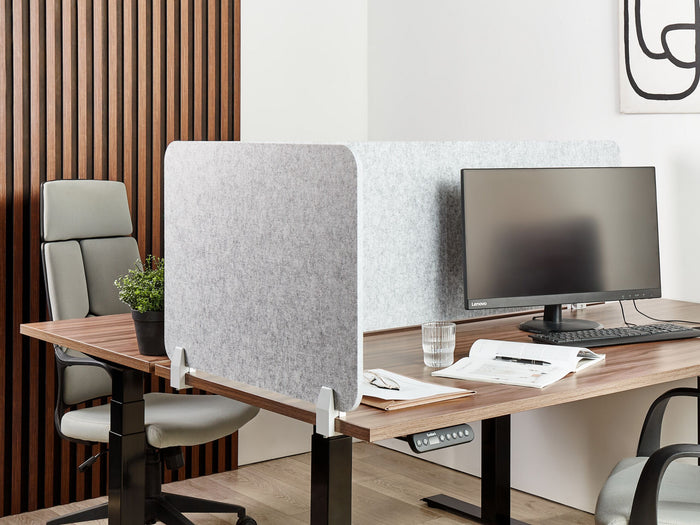 Beliani - SPLIT - Bureauscherm - Lichtgrijs - 72 x 50 cm - Polyester