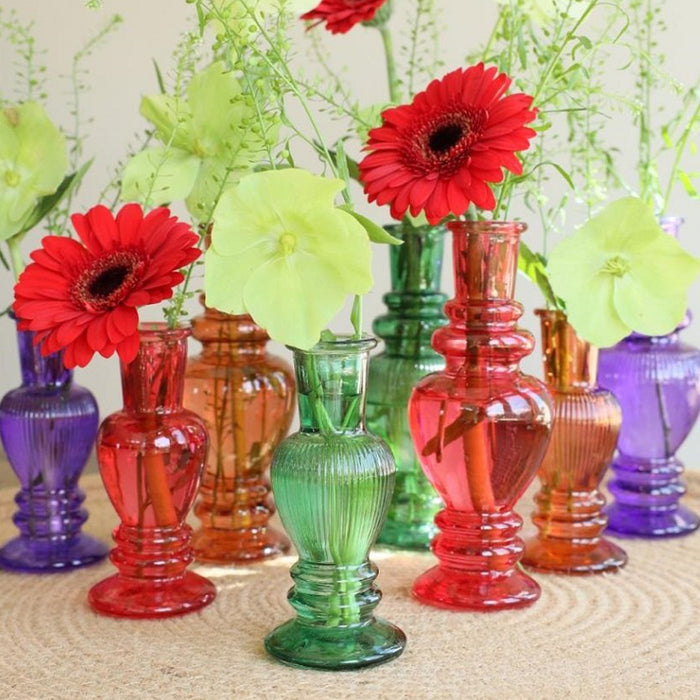 Ideas 4 Seasons Bloemenvaas Florence - groen - ribbel - D9 x H28 cm