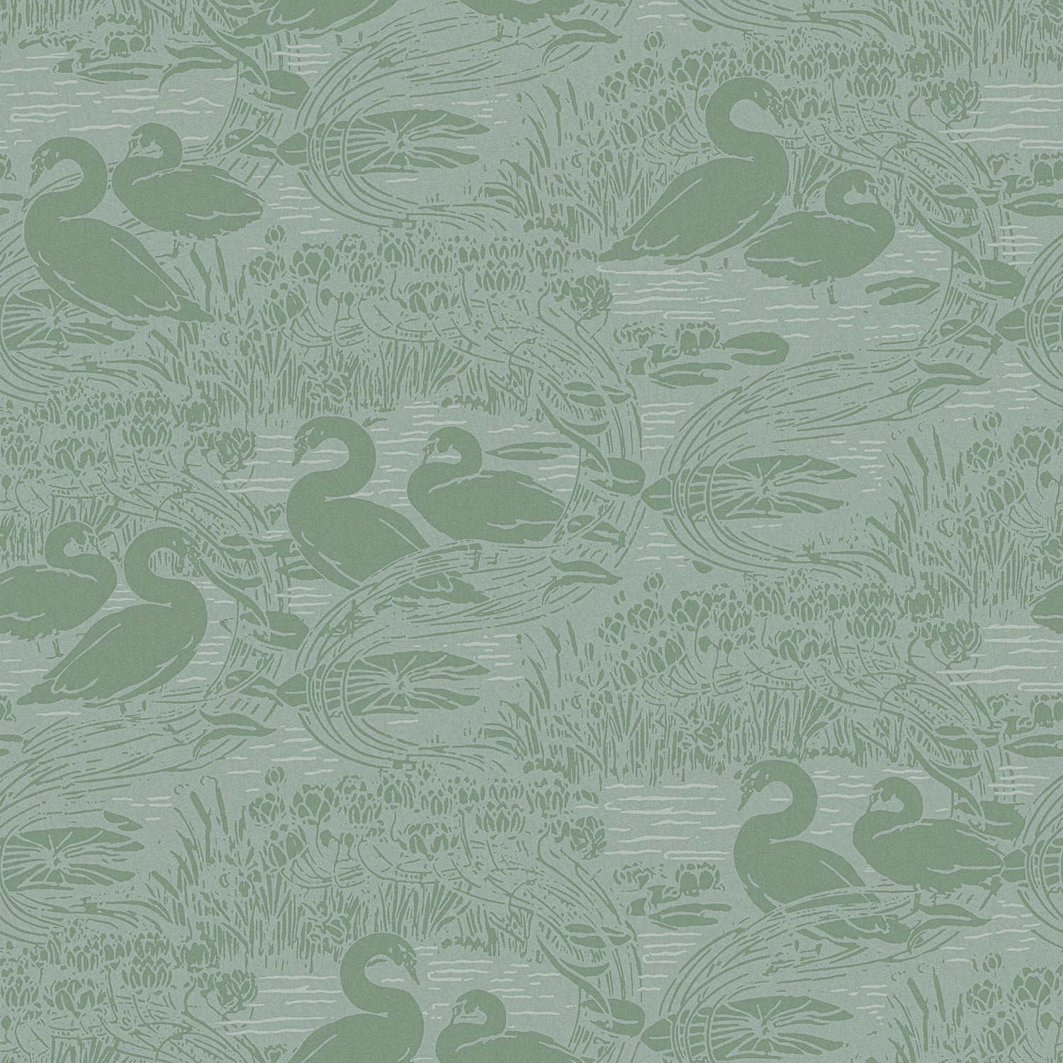 Laura Ashley Swans Behang - Dieren - 10mx52cm - Groen