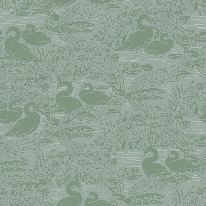 Laura Ashley Swans Behang - Dieren - 10mx52cm - Groen