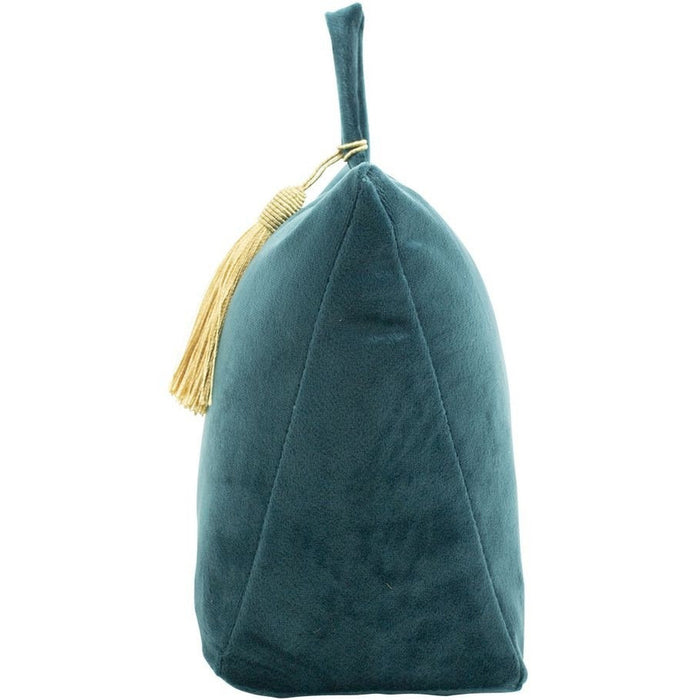 Mars & More Deurstopper - fluweel - petrol blauw kleur - 17 cm