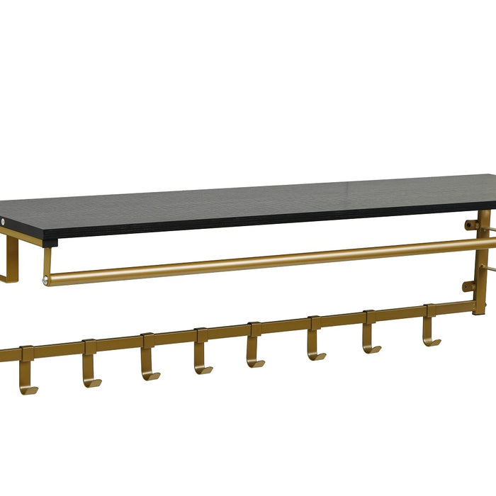 FURNILUX - Kapstok 110 x 30 x 27 cm - 8 Haken - GOUD -Zwart