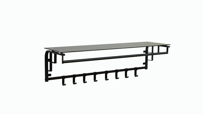 FURNILUX - Wand kapstok De Luxe 8 Haken - GLAS -Zwart
