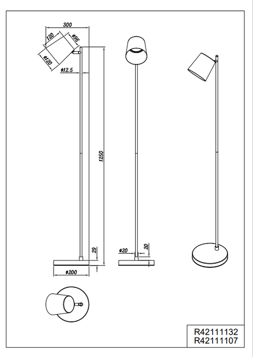 Reality Blake Oplaadbare Vloerlamp - Zwart