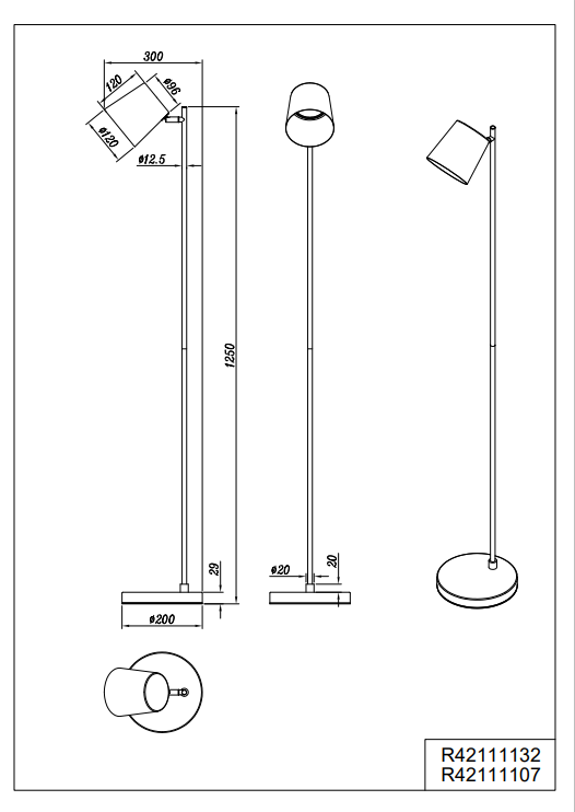 Reality Blake Oplaadbare Vloerlamp - Zwart