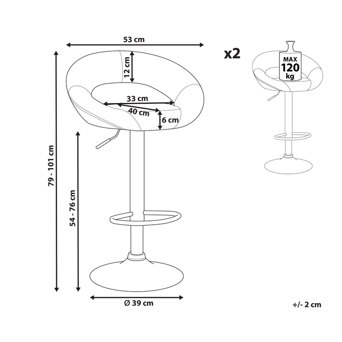 Beliani - PEORIA II - Barkruk set van 2 - Goudbruin - Kunstleer