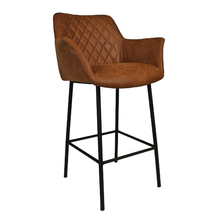 Bronx71 Industriële barstoel Club cognac eco leer 78 cm - Barkrukken