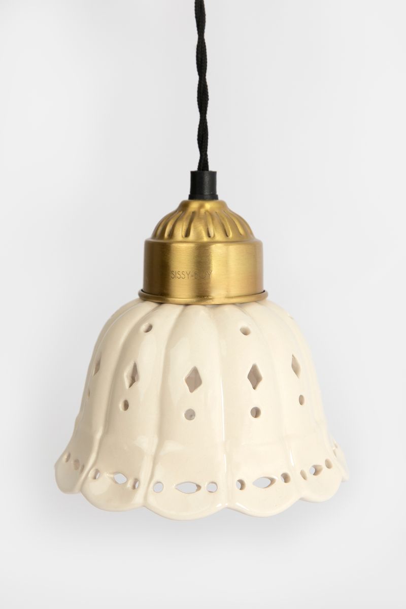 Sissy-Boy Witte keramische hanglamp met brass