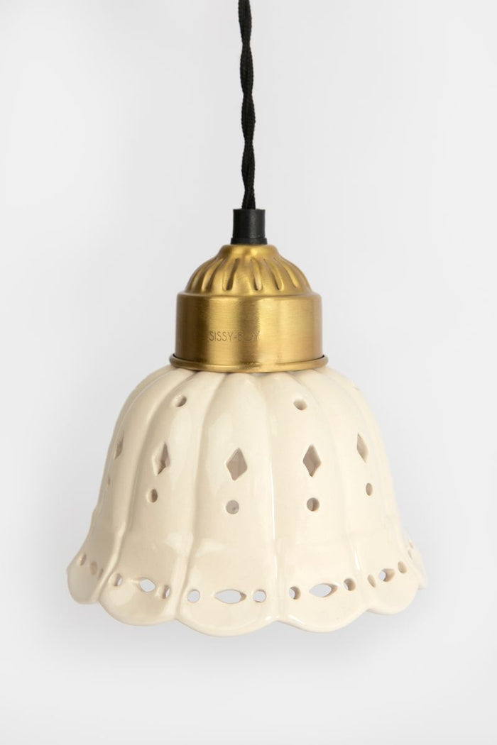 Sissy-Boy Witte keramische hanglamp met brass