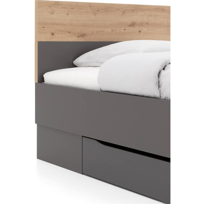 Goossens Bedframe Peder - 120 x 200 - Grafiet met accent eiken artisan