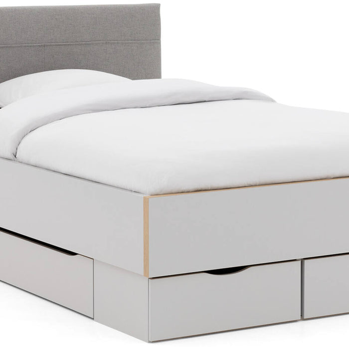 Goossens Bedframe Ita - 120 x 210 - Zijdegrijs met accent eiken