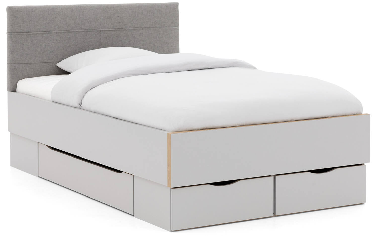 Goossens Bedframe Ita - 120 x 210 - Zijdegrijs met accent eiken