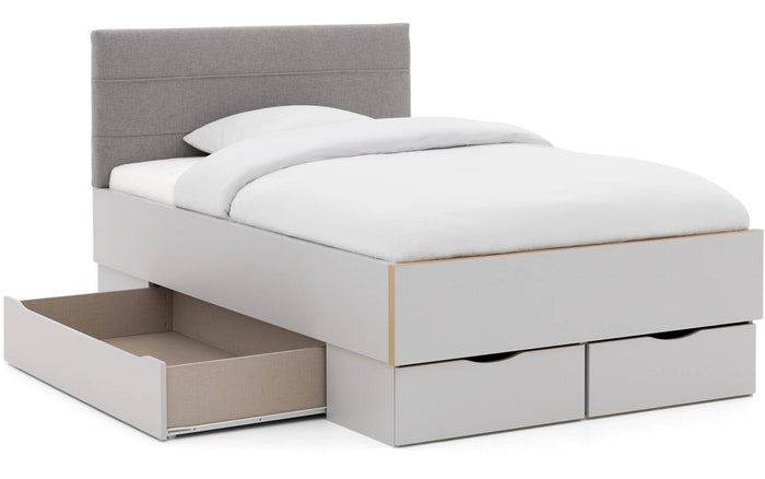 Goossens Bedframe Ita - 120 x 210 - Zijdegrijs met accent eiken