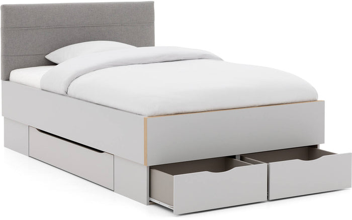 Goossens Bedframe Ita - 120 x 210 - Zijdegrijs met accent eiken