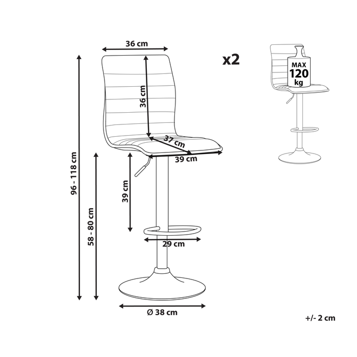 Beliani - LUCERNE II - Barkruk set van 2 - Lichtbeige - Kunstleer