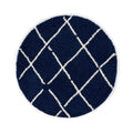 Boho&me Rond hoogpolig vloerkleed ruiten Artisan - marineblauw|wit -