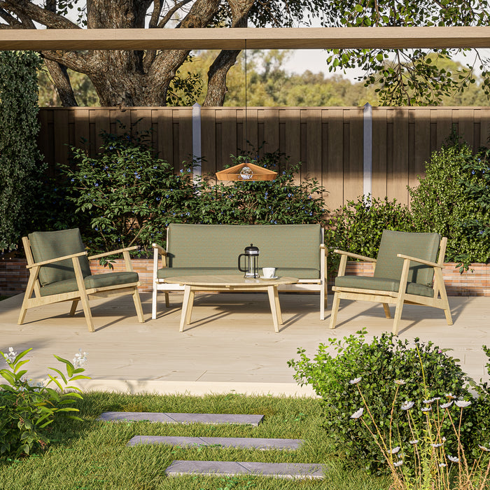 by fonQ Olive Loungeset 2-Zitsbank en Tuinstoelen Acaciahout