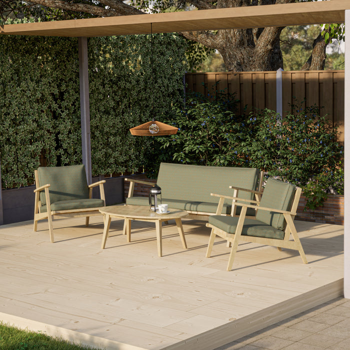 by fonQ Olive Loungeset 2-Zitsbank en Tuinstoelen Acaciahout