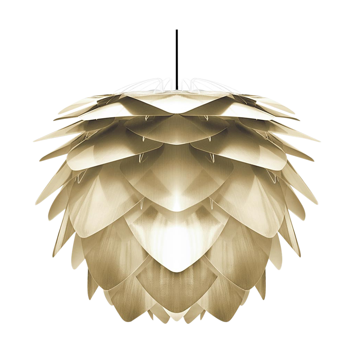 Umage Silvia Medium hanglamp brushed brass - met koordset zwart - Ø 50