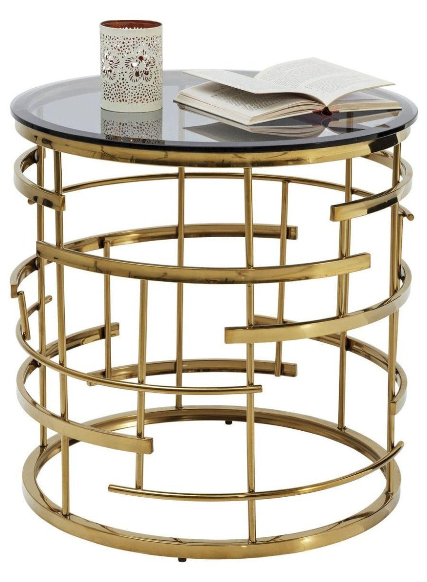 Kare Design Jupiter Bijzettafel - Glas|Goudkleurig Metaal