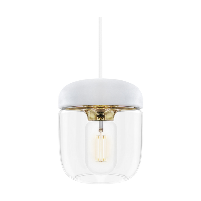 Umage Acorn hanglamp wit met brass - met koordset wit - Ø 14 cm