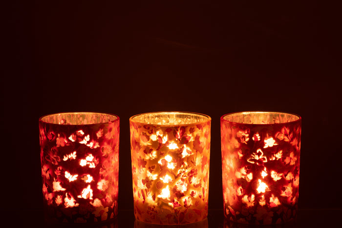 J-Line decoratie Kers - polyresin - blinkend rood - small