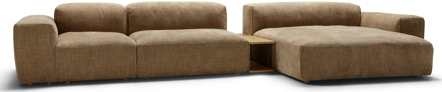 Sits Edda 3-Zits Bank + Chaise Longue Bruin en Salontafel