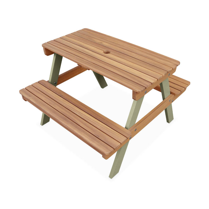 sweeek - Houten picknicktafel voor kinderen, 2 zitplaatsen