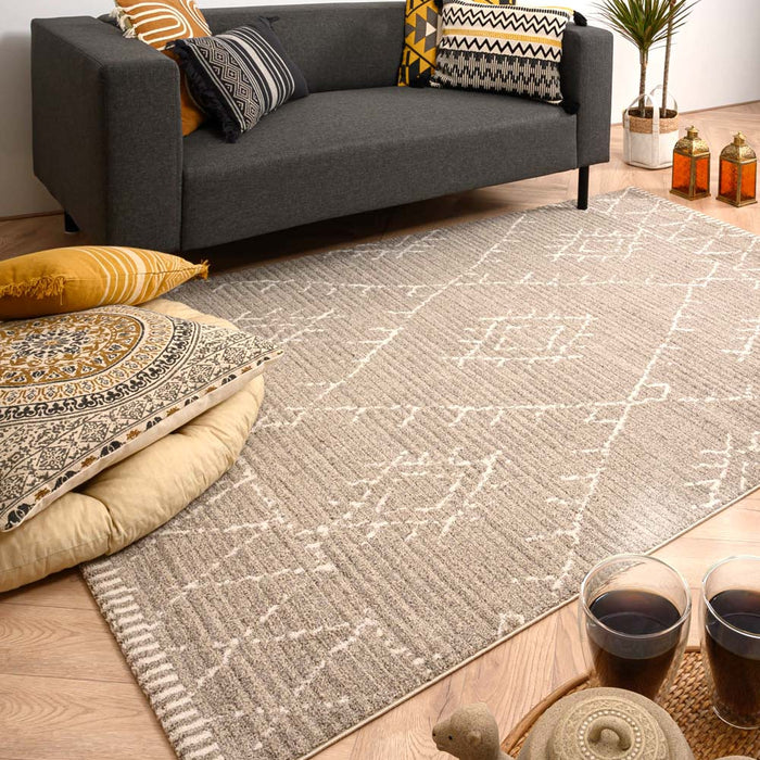 Boho&me Berber vloerkleed Beni Ouarain Sufian - lichtgrijs|crème -