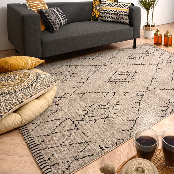 Boho&me Berber vloerkleed Beni Ouarain Sufian - grijs|zwart - 240x340