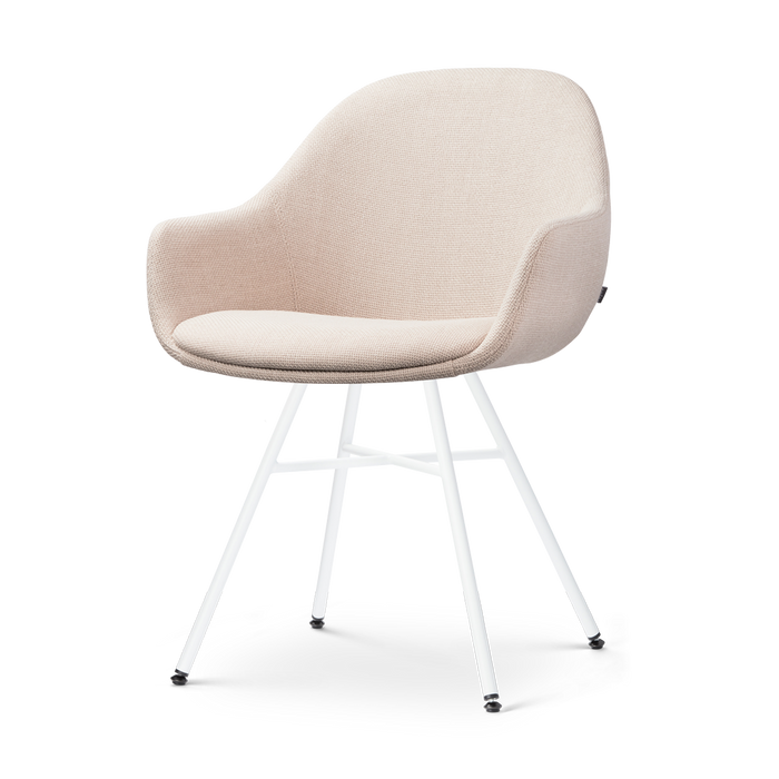 Nolon Noa-Mae Eetkamerstoel Beige - Armleuning - Witte Poten