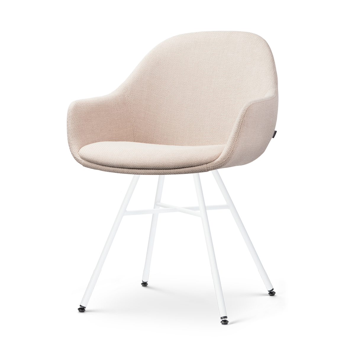 Nolon Noa-Mae Eetkamerstoel Beige - Armleuning - Witte Poten