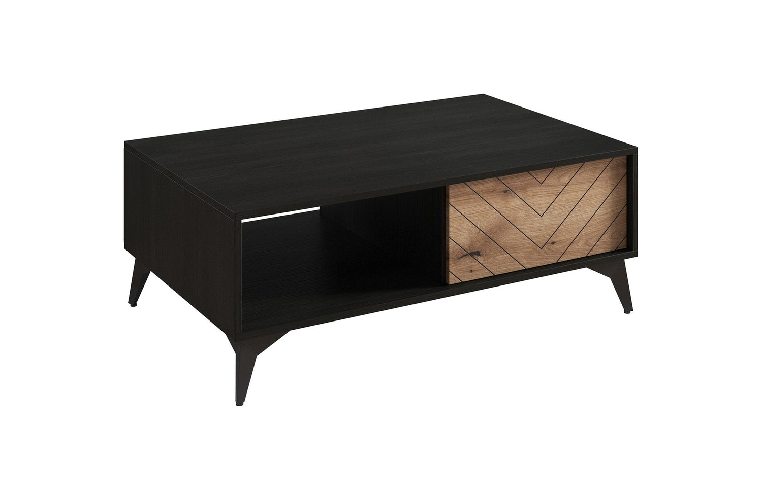 Meubella Salontafel Dolores - Eiken - Zwart - 104 cm