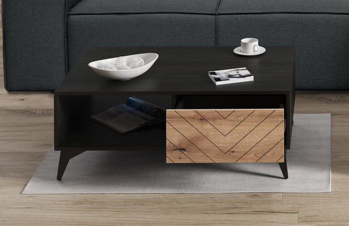 Meubella Salontafel Dolores - Eiken - Zwart - 104 cm