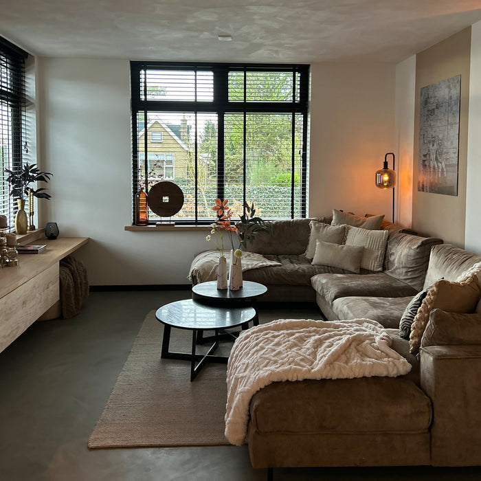 QUVIO Zeshoekige vaas, keramiek - Wit met goud marble look - L