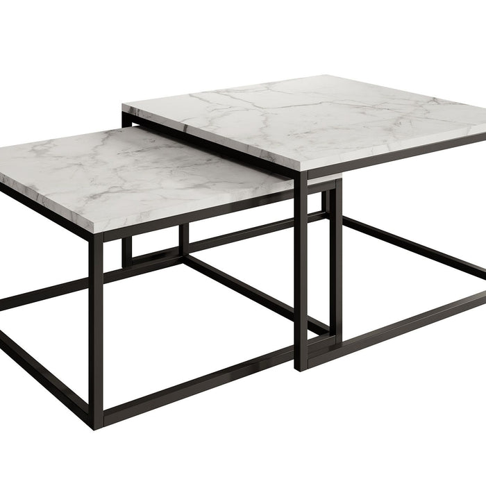 Meubella Salontafel Styler  - Wit Marmerlook - set van 2